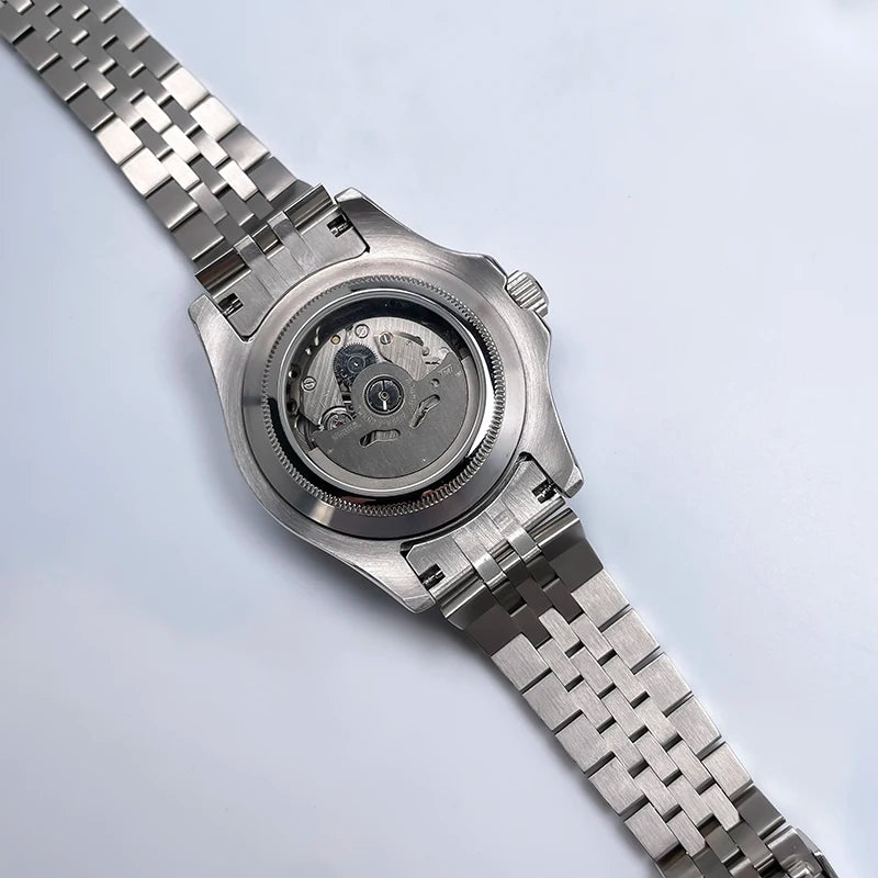 40MM Diameter YM Design Two-Way Rotating Bezel Sapphire Glass Luminous Dial for NH35 Movement Jubile Strap Luxury Men's Watch