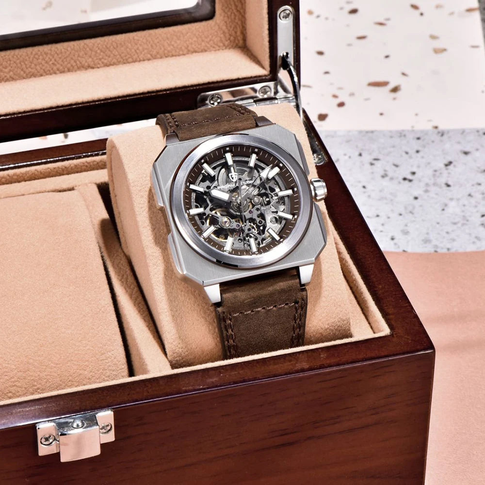 PAGANI DESIGN sports Square Men's Mechanical Automatic Watch Waterproof Retro Leather Outdoor Sports Luminous Gift Men's Watch