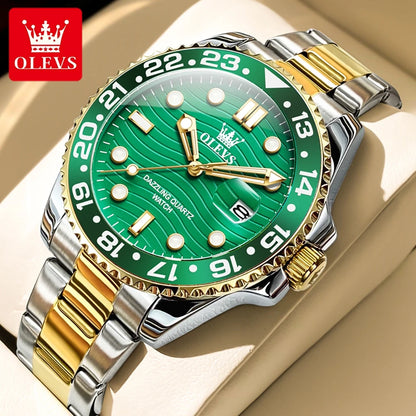 OLEVS Watches Men Diving Series Hot Original Luxury Brand Quartz Watches for Men Steel Strap Waterproof Luminous Man Watch 3610