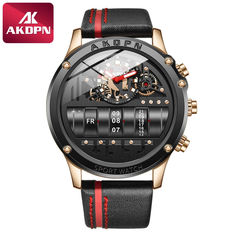 AKDPN Men's Watches Electronics Luxury Quartz Watches for Man Leather Waterproof Digital Versatile Wristwatch reloj hombre Watch