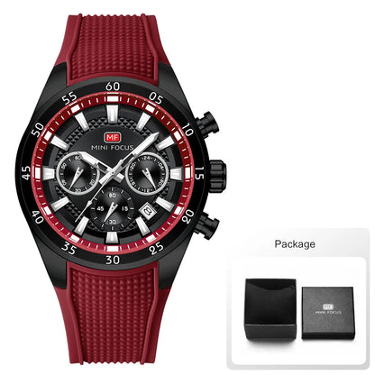 2026 New MINI FOCUS Men's Sports Quartz Watch Casual Analog Wrist Watch with Luminous Hands Silicone Strap Date Water Resistant