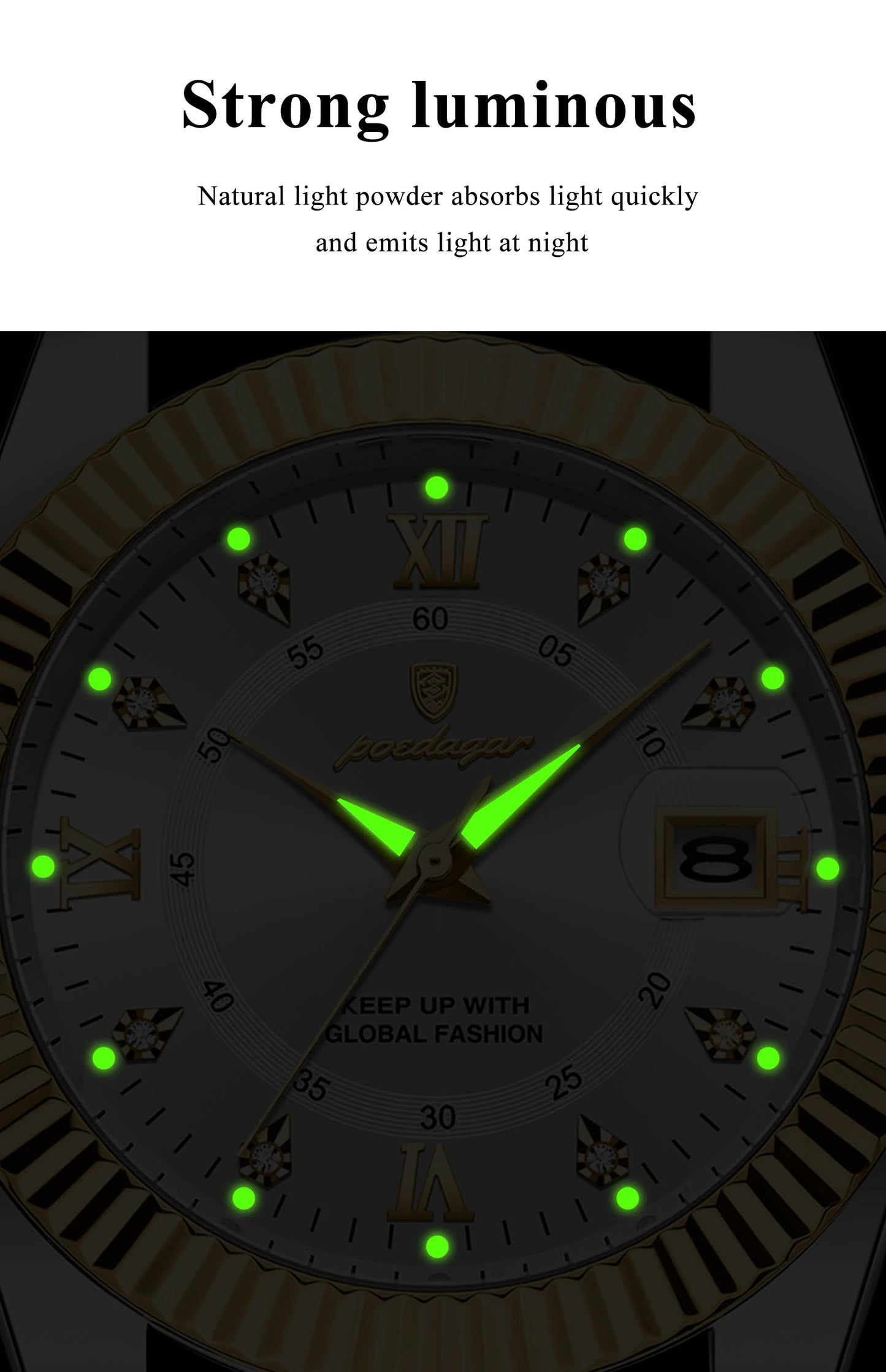 POEDAGAR Luxury Business Men Wristwatch Waterproof Luminous Date Military Man Watch Stainless Steel Fashion Men's Quartz Watches