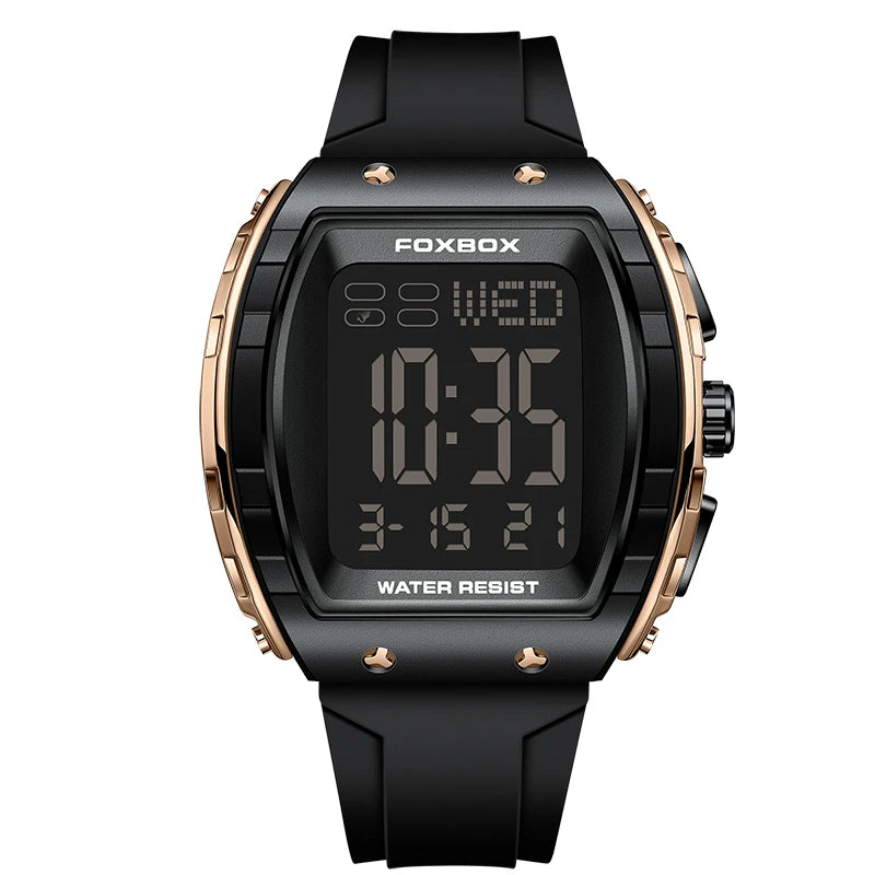 FOXBOX Military Watches For Men Fashion Square Waterproof Luminous Sports Men's Watch LED Electronic Wristwatch Reloj Hombre+BOX
