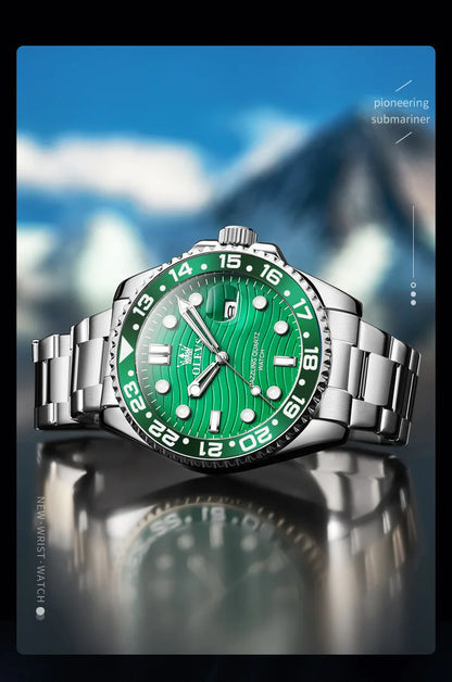 OLEVS 3610 Mens Watch Stainless Steel Date Quartz Watch Waterproof Luminous Sports Watches Man Box Gifts Original Reloj