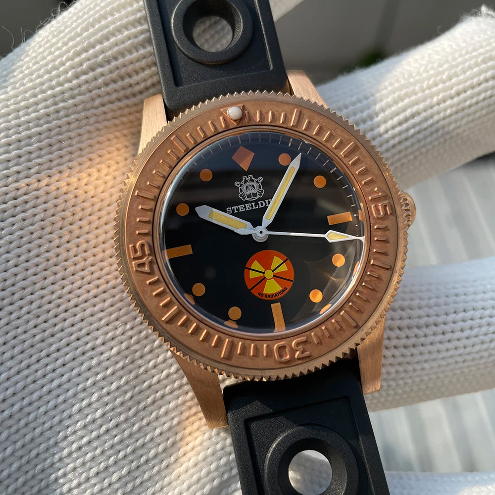 STEELDIVE SD1952VS New Arrival Solid Bronze Case Black Dial 300M Waterproof NH35 Mechanical Sapphire Glass Mens Dive Watch