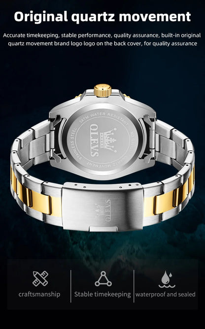 OLEVS 3610 Mens Watch Stainless Steel Date Quartz Watch Waterproof Luminous Sports Watches Man Box Gifts Original Reloj