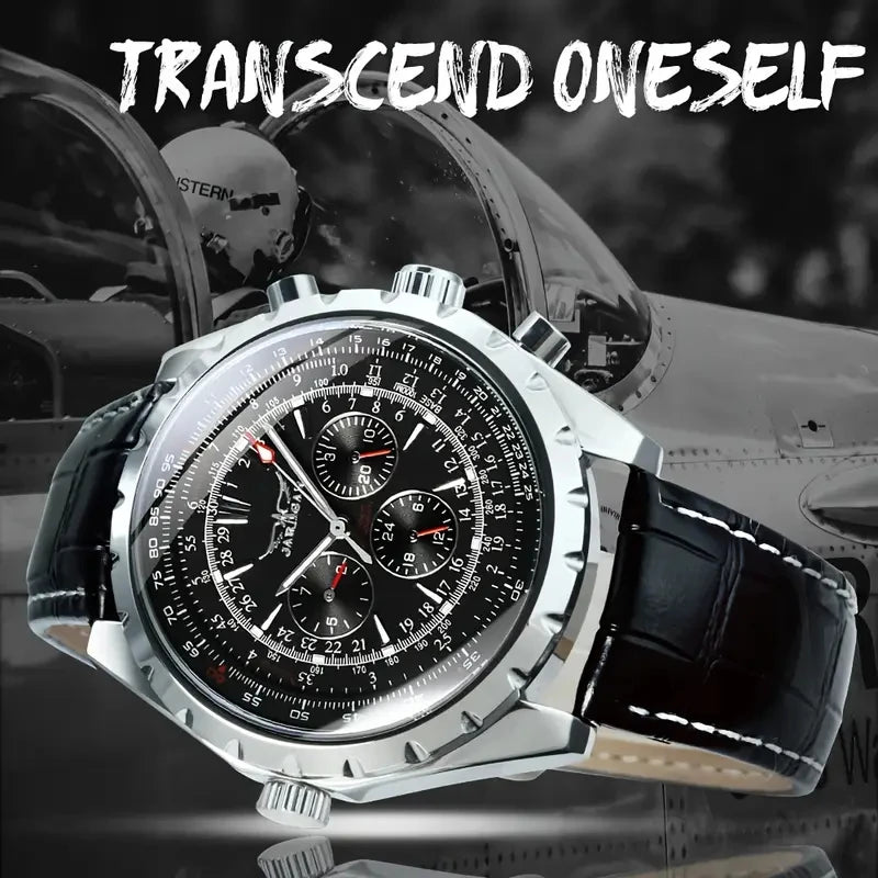 High-End Men's Watch Is a Fashionable and Functional Mechanical Clock, Made of Stainless Steel, with Hollow Design and Large Dial. Its Attractive Appearance Makes Daily Gifts, No Batteries Required, Fashionable Business Casua