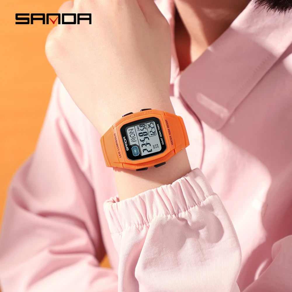 Fashion SANDA New 2208 Fashion Men's Electronic Watch Outdoor Sports Waterproof Timing LED Women's Watch
