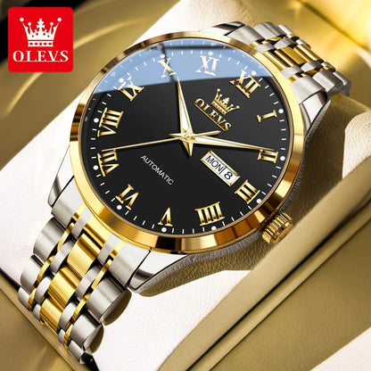 OLEVS 7060 Men's Automatic Watch Stainless steel Strap Waterproof Calendar Mechanical Watch for Men
