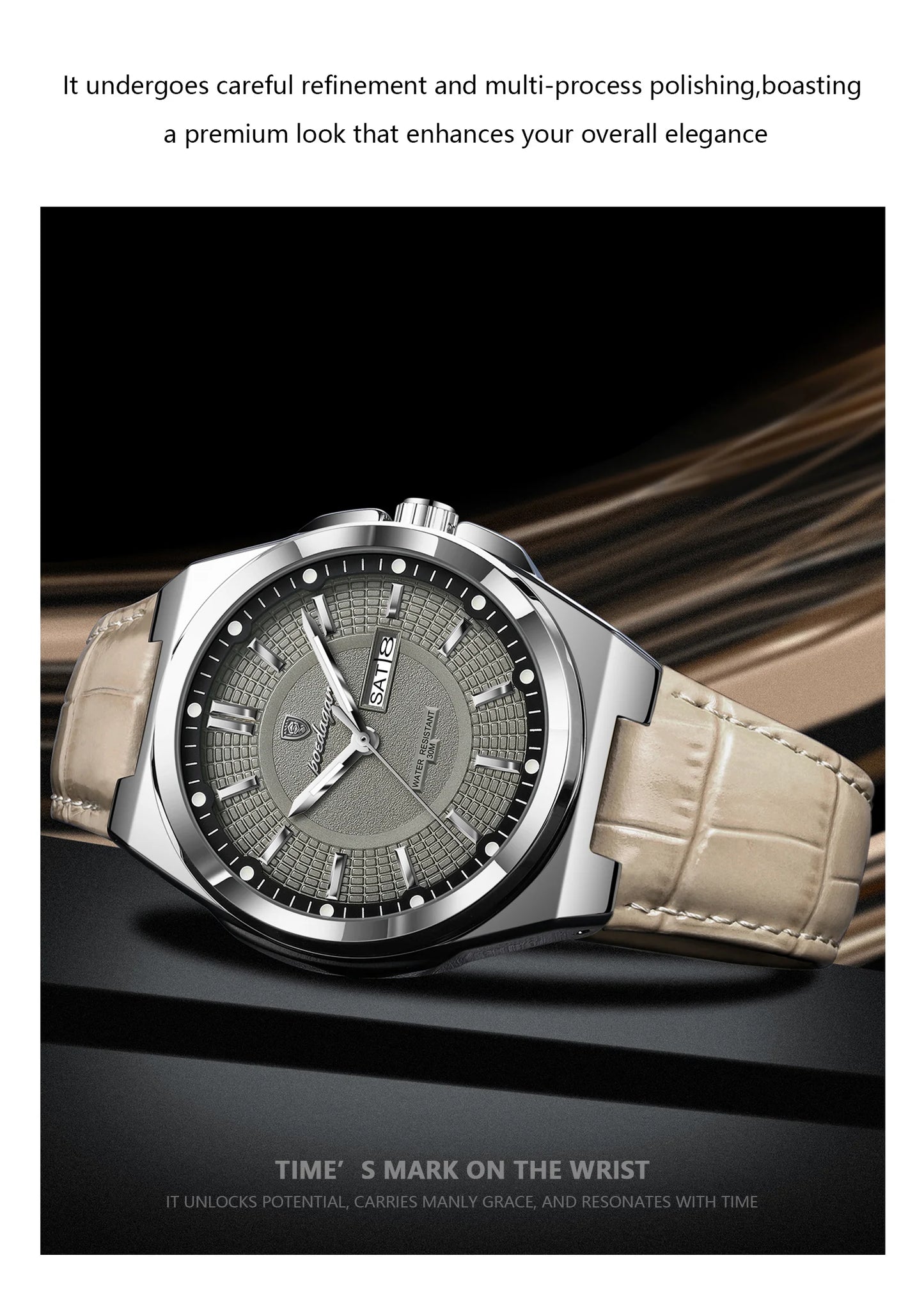 POEDAGAR High Quality Fashion Man Wristwatch Waterproof Luminous Date Week Business Quartz Men's Watches Leather Men Watch Reloj