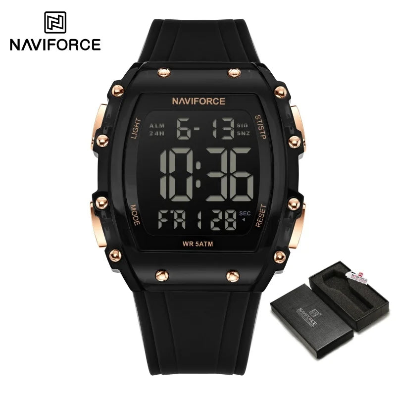 NAVIFROCE Relogio Masculino 2025 Man LCD Display Wristwatches Men Watches Luminous Military Sport Waterproof Quartz Male Clock