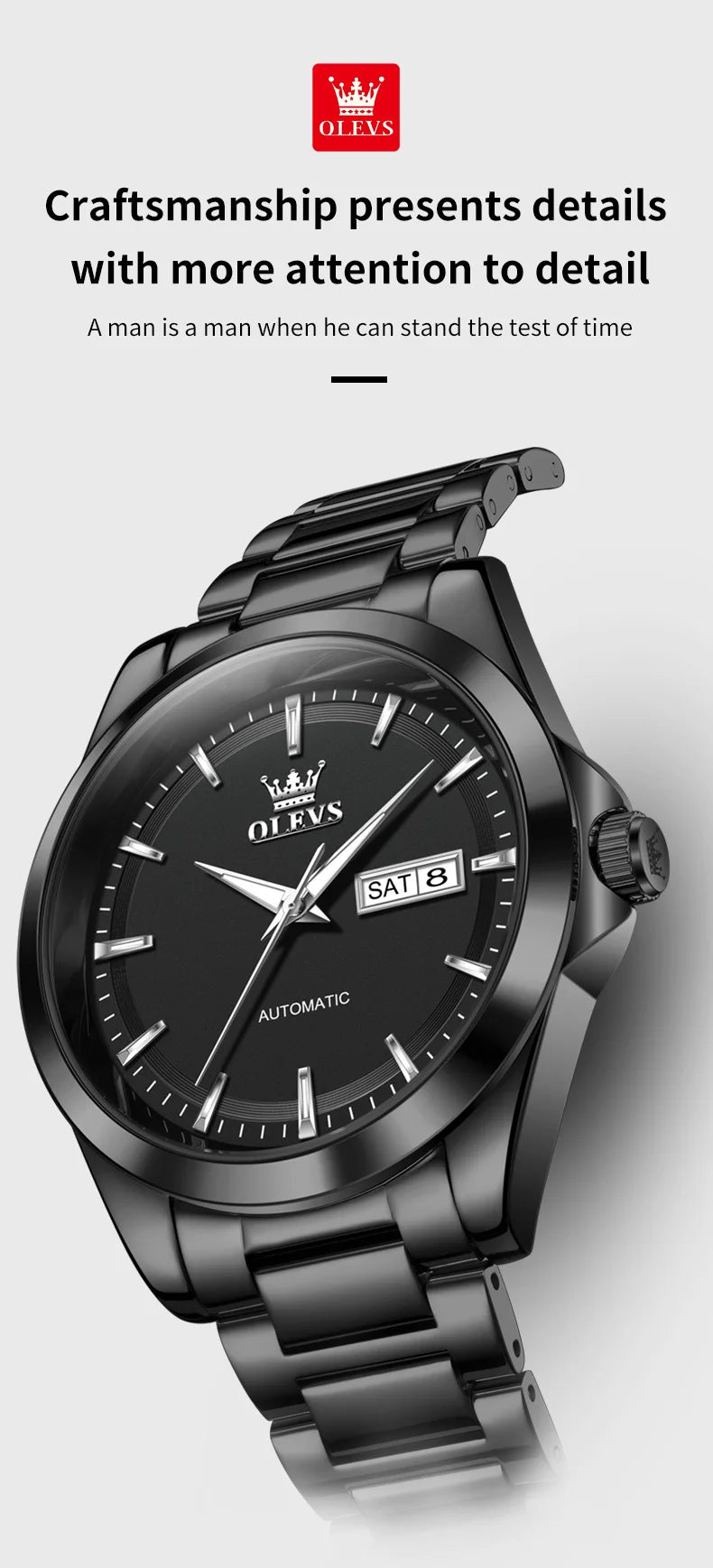 OLEVS 7090 Men's Automatic Mechanical Watch High quality Stainless steel Auto Date Waterproof Luminous Man Watch