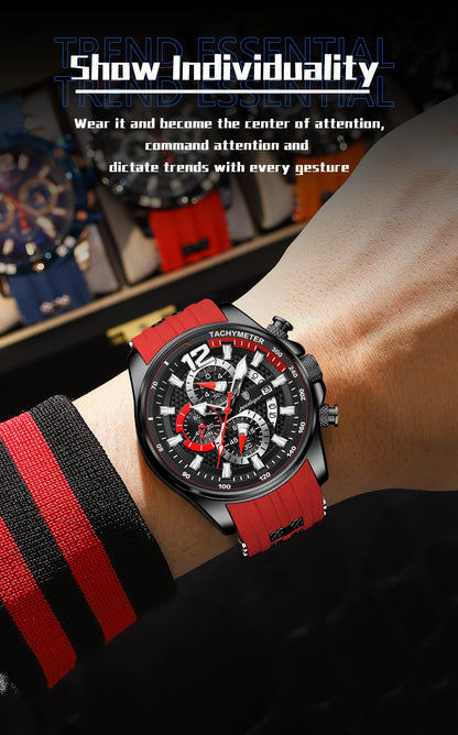 POEDAGAR Functional Watch For Men Date Chronograph Luminous Waterproof Silicone Classic Male Watch Quartz Original Men's Watches