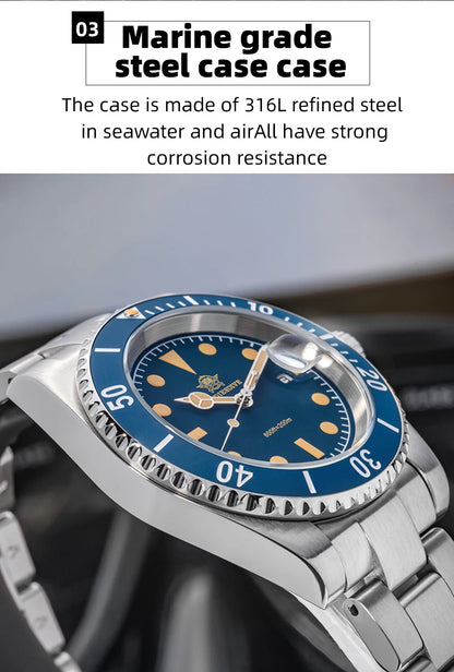 ADDIESDIVE Diver Watch Men Quartz Wristwatch 200m Waterproof Ceramic Bezel Super C3 Luminous AR Coating Calendar Diving Watch