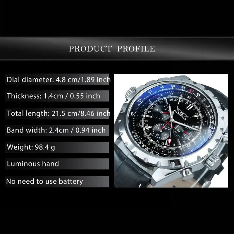 High-End Men's Watch Is a Fashionable and Functional Mechanical Clock, Made of Stainless Steel, with Hollow Design and Large Dial. Its Attractive Appearance Makes Daily Gifts, No Batteries Required, Fashionable Business Casua