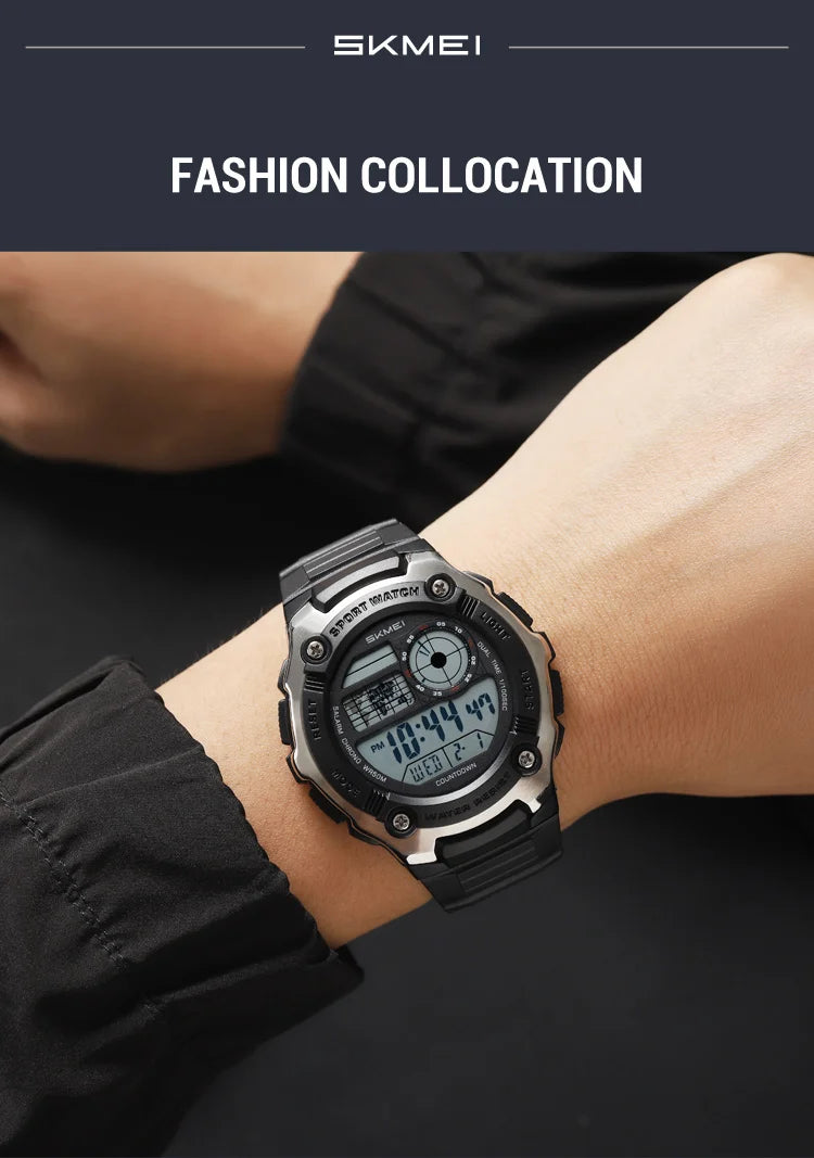 SKMEI 2517 Fashion Multifunction Electronic Watches for Man Alarm Clock Students Wristwatch Waterproof Casual Men Digital Watch