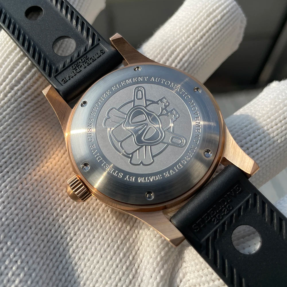STEELDIVE SD1952VS New Arrival Solid Bronze Case Black Dial 300M Waterproof NH35 Mechanical Sapphire Glass Mens Dive Watch
