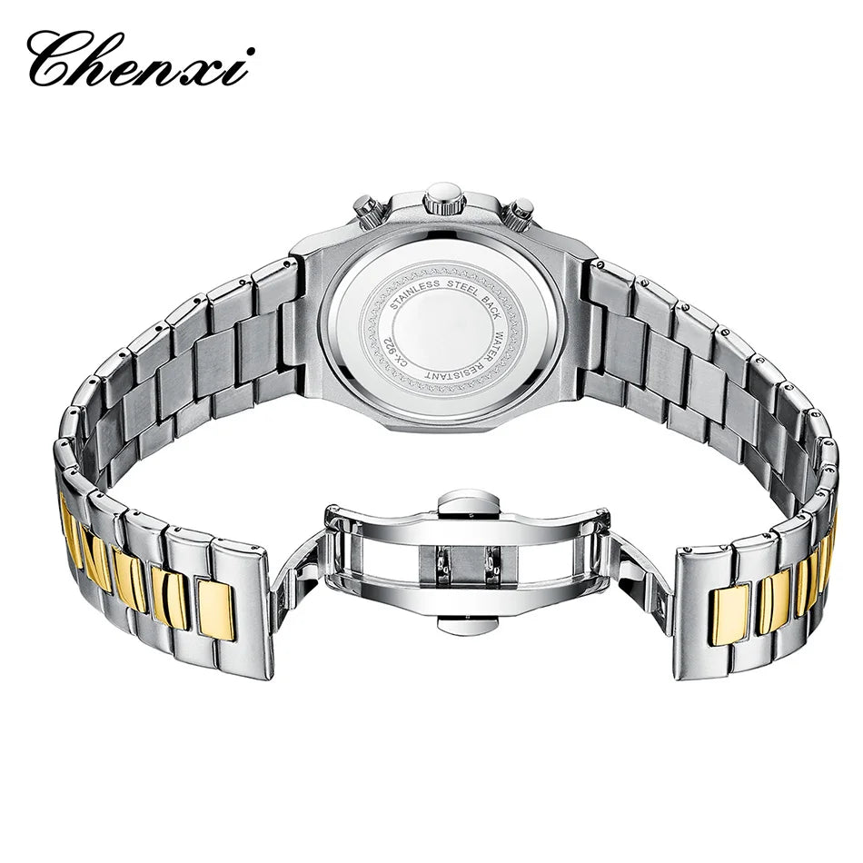 CHENXI Fashion Simple Man's Watches Timing Night Light Waterproof Functions Quartz Watch Room Gold Dial Men's Wristwatch Gift