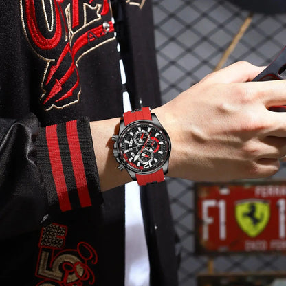 POEDAGAR Functional Watch For Men Date Chronograph Luminous Waterproof Silicone Classic Male Watch Quartz Original Men's Watches