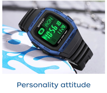 Fashion SANDA New 2208 Fashion Men's Electronic Watch Outdoor Sports Waterproof Timing LED Women's Watch