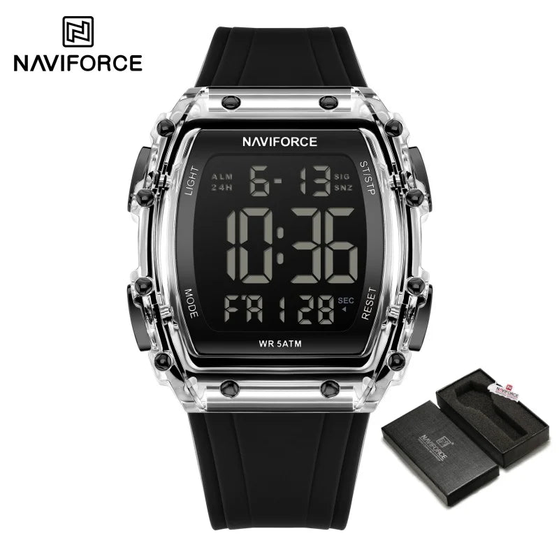 NAVIFROCE Relogio Masculino 2025 Man LCD Display Wristwatches Men Watches Luminous Military Sport Waterproof Quartz Male Clock