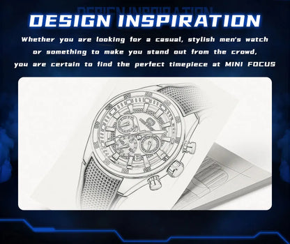 2026 New MINI FOCUS Men's Sports Quartz Watch Casual Analog Wrist Watch with Luminous Hands Silicone Strap Date Water Resistant