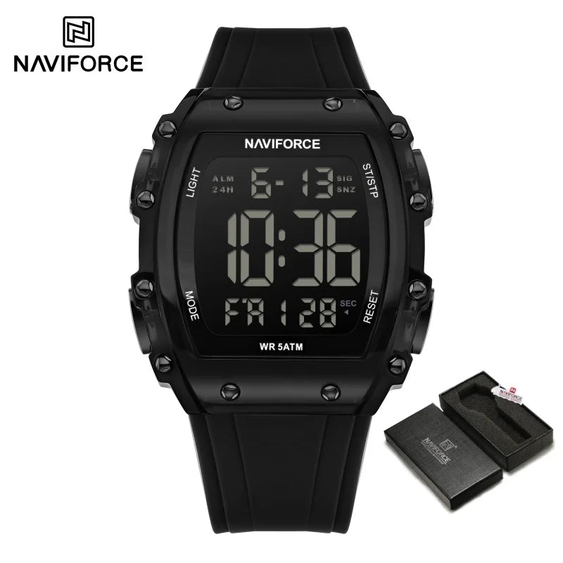 NAVIFROCE Relogio Masculino 2025 Man LCD Display Wristwatches Men Watches Luminous Military Sport Waterproof Quartz Male Clock