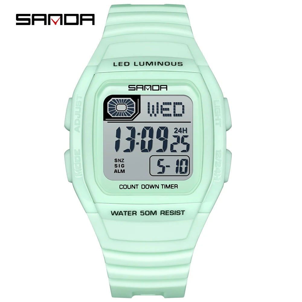 Fashion SANDA New 2208 Fashion Men's Electronic Watch Outdoor Sports Waterproof Timing LED Women's Watch