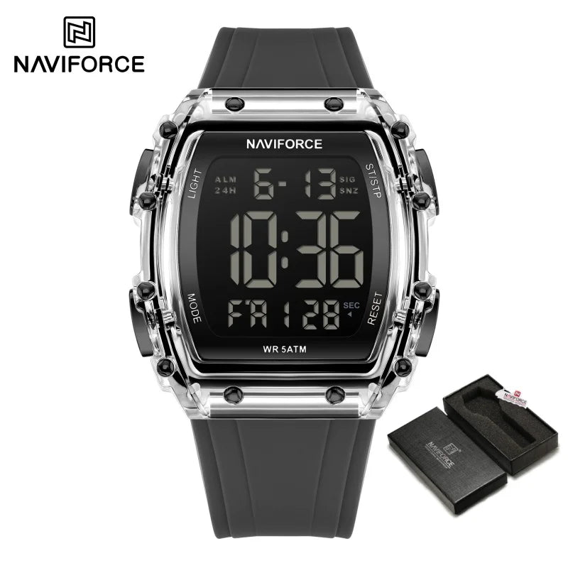 NAVIFROCE Relogio Masculino 2025 Man LCD Display Wristwatches Men Watches Luminous Military Sport Waterproof Quartz Male Clock
