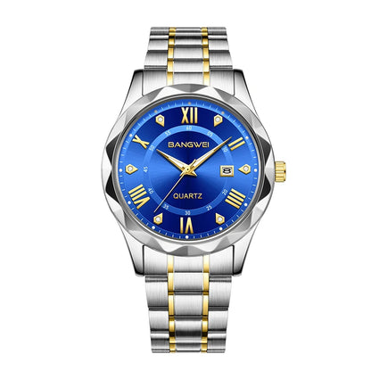 BANGWEI Quartz Watch For Men Luxury Calendar Waterproof Business Men's Wristwatch Luminous Big Dial Simple Man Watch hombre