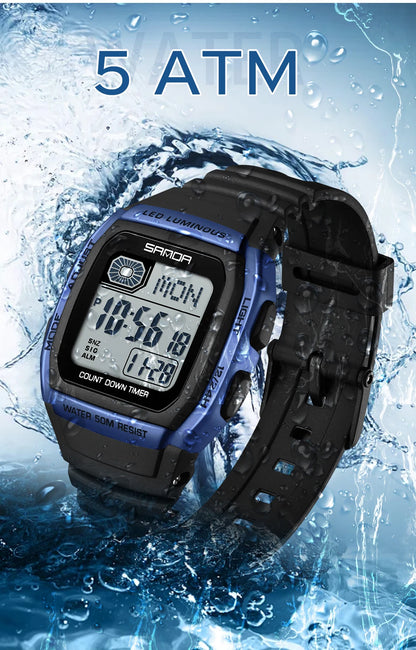 Fashion SANDA New 2208 Fashion Men's Electronic Watch Outdoor Sports Waterproof Timing LED Women's Watch