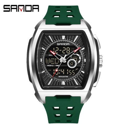 SANDA Luxury Men Wristwatch Electronic LED Display Luminous Sports Man Watch Quartz Waterproof Military Alarm Date Watches Male