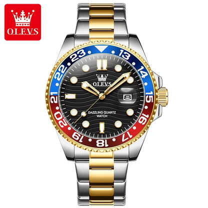 OLEVS Watches Men Diving Series Hot Original Luxury Brand Quartz Watches for Men Steel Strap Waterproof Luminous Man Watch 3610