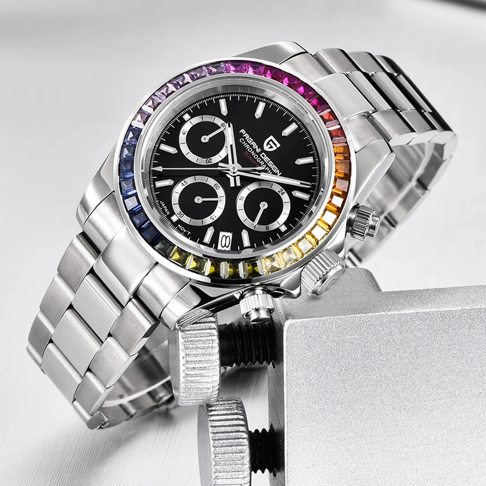 PAGANI DESIGN 2026 New VK63 Rainbow Circle Luxury Quartz Watch For Men Stainless Steel 30M Waterproof Chronograph reloj hombre
