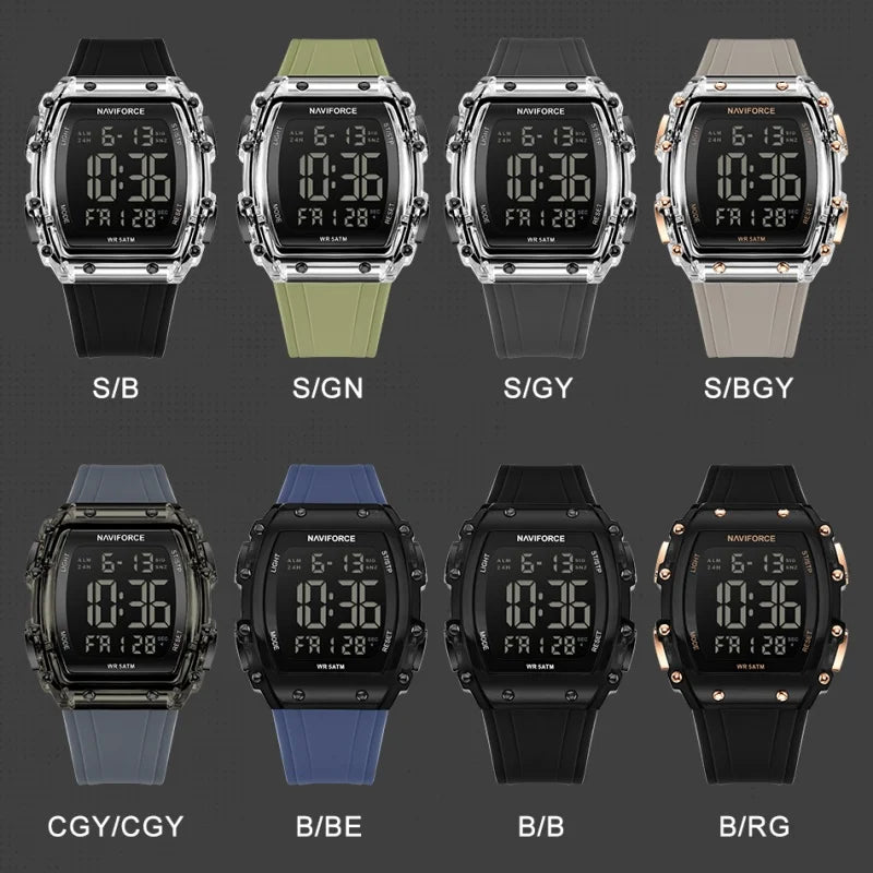 NAVIFROCE Relogio Masculino 2025 Man LCD Display Wristwatches Men Watches Luminous Military Sport Waterproof Quartz Male Clock