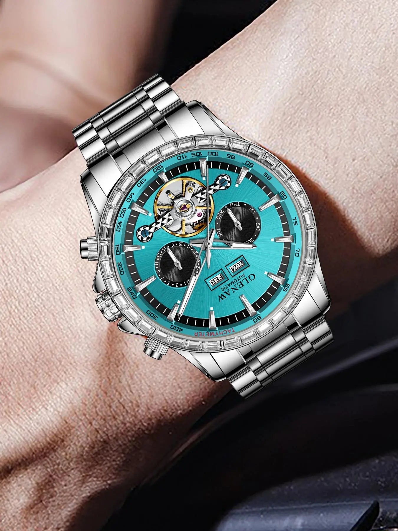 Glenaw high-end business fully automatic mechanical multi-function watch for men's fashionable waterproof watch