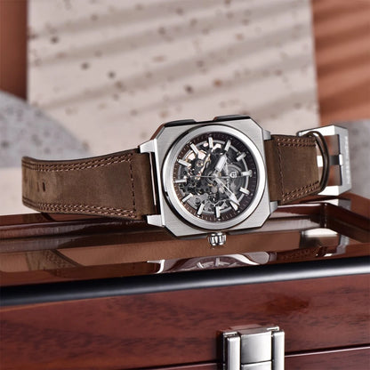 PAGANI DESIGN sports Square Men's Mechanical Automatic Watch Waterproof Retro Leather Outdoor Sports Luminous Gift Men's Watch