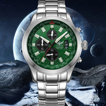 Yelang V1029S Men's Quartz Watch 42mm Japan OS00 Movement Luminous Stainless Steel 10Bar Waterproof Sports Watches