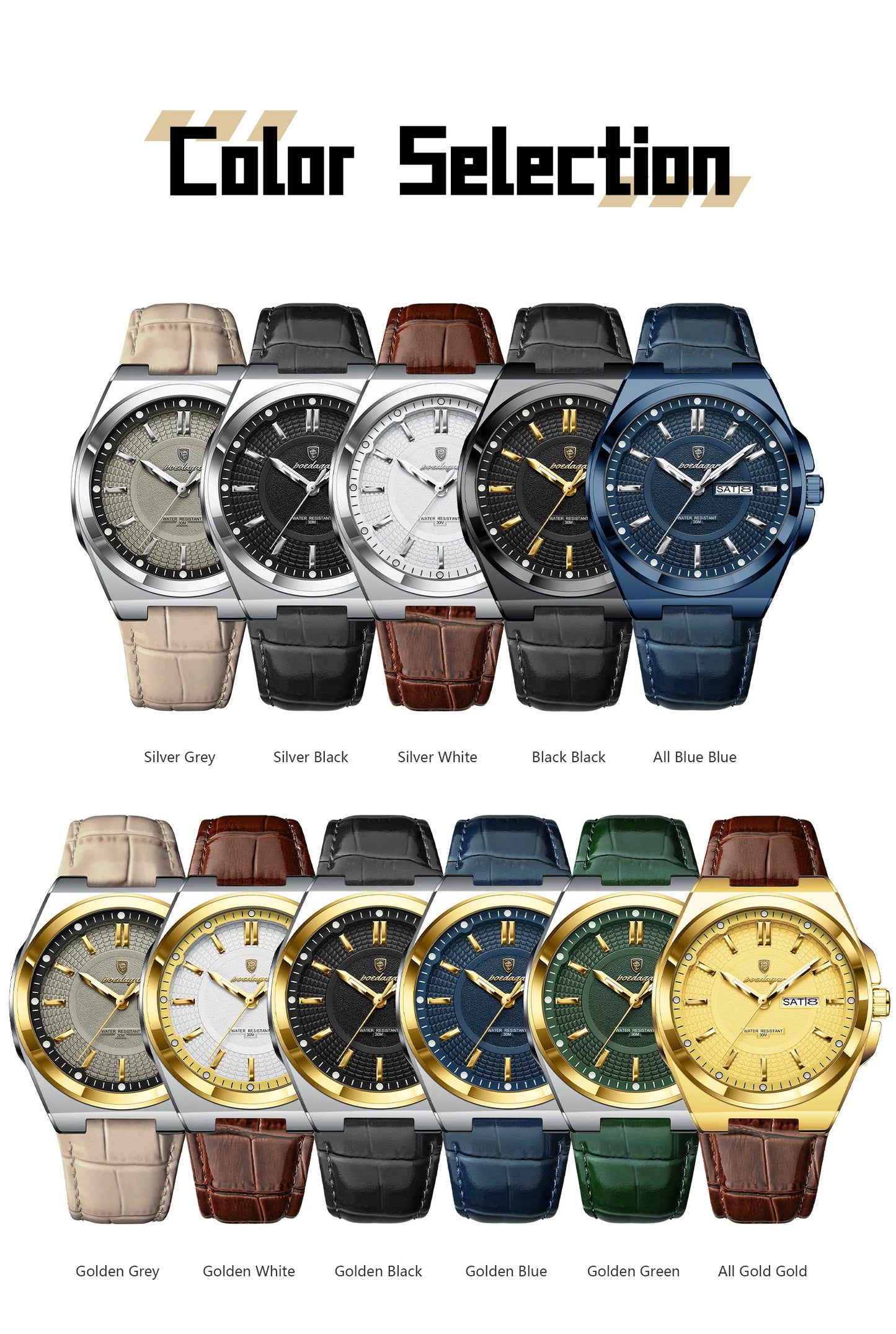 POEDAGAR High Quality Fashion Man Wristwatch Waterproof Luminous Date Week Business Quartz Men's Watches Leather Men Watch Reloj