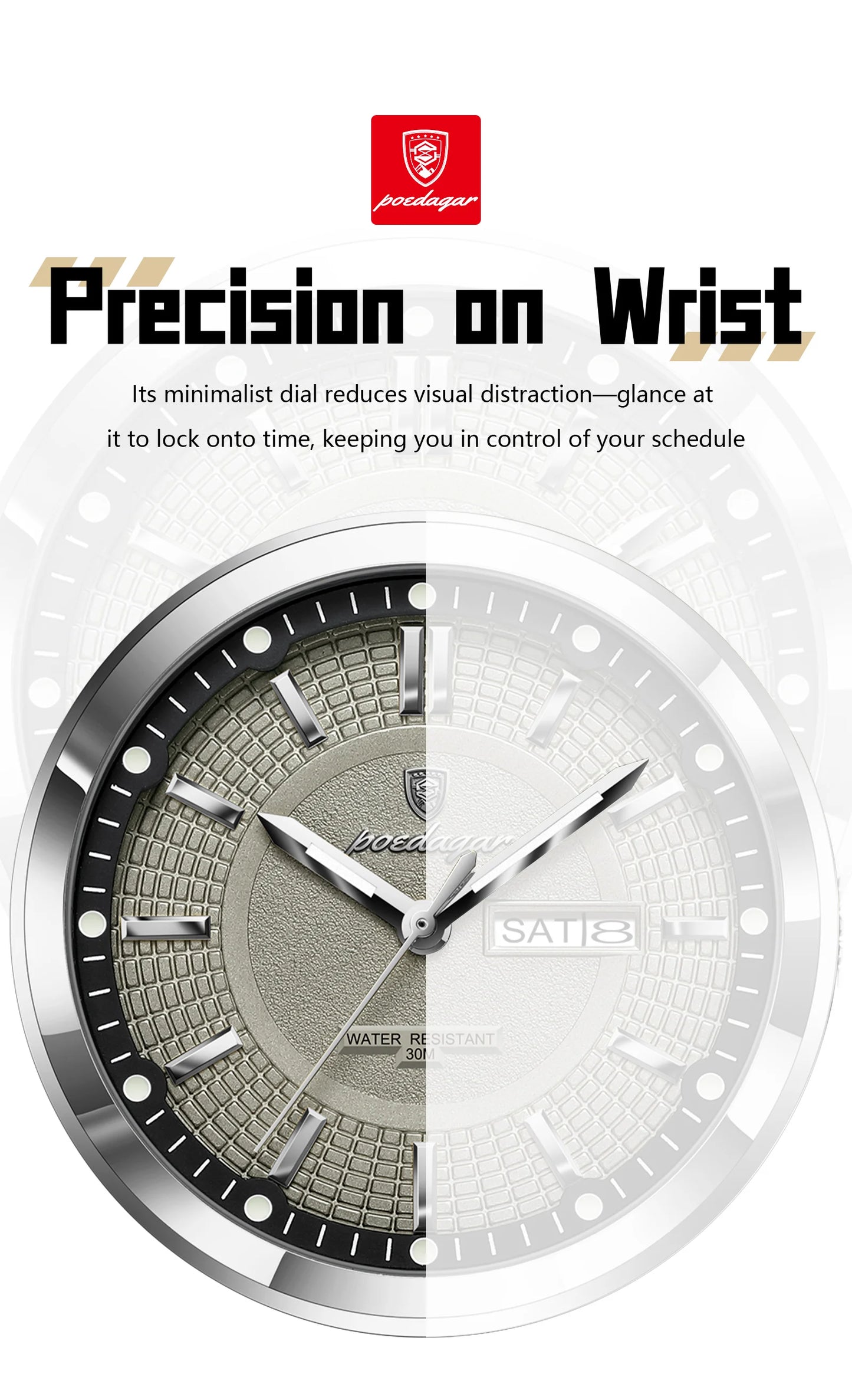 POEDAGAR High Quality Fashion Man Wristwatch Waterproof Luminous Date Week Business Quartz Men's Watches Leather Men Watch Reloj