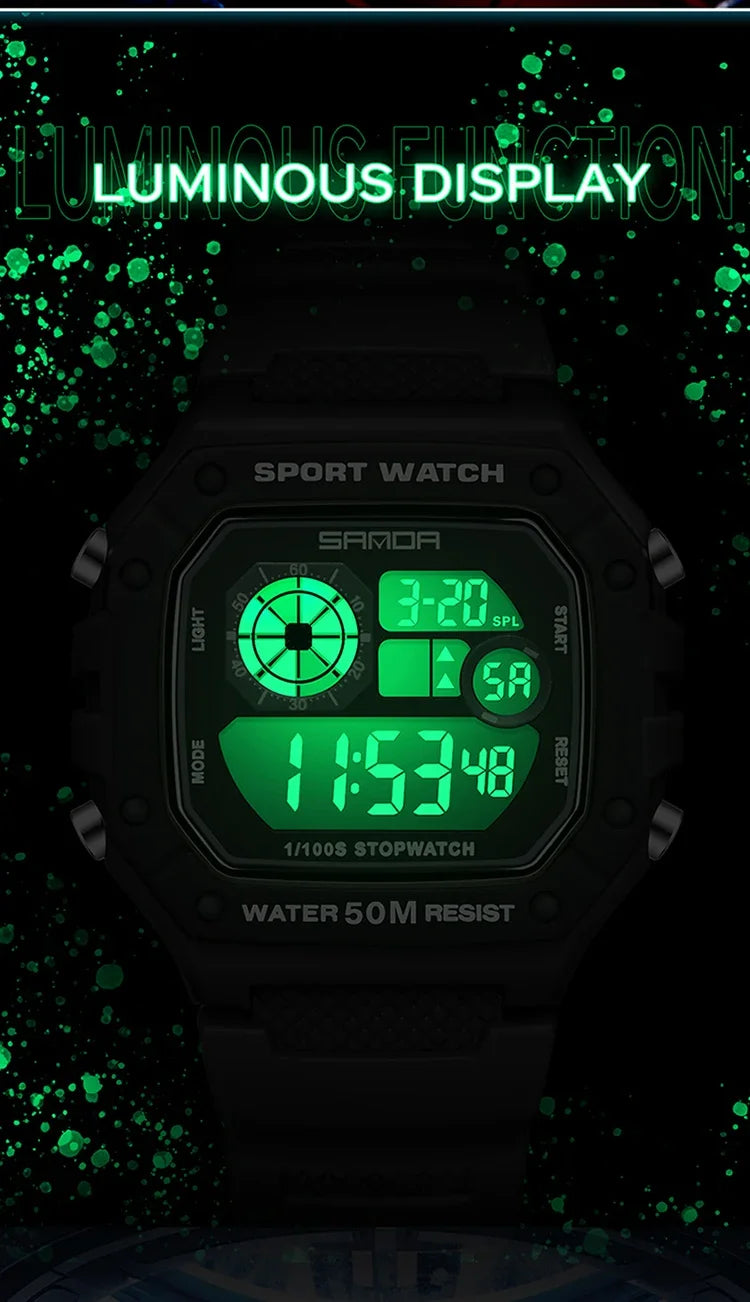 SANDA Fashion Brand Digital G Style Top Men's Watch Luxury Military Sport Waterproof Alarm Stopwatch Clock Relogio Masculino