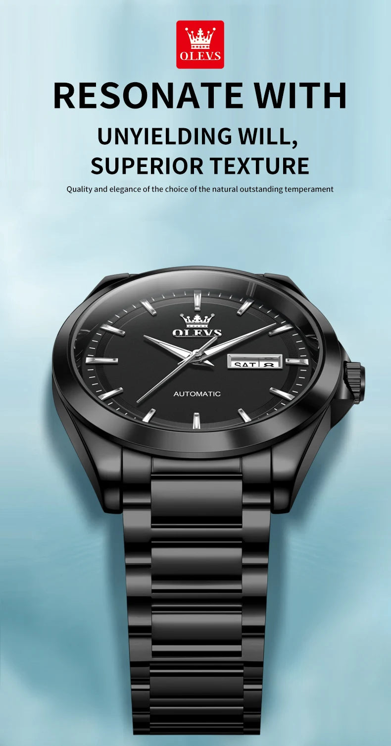 OLEVS 7090 Men's Automatic Mechanical Watch High quality Stainless steel Auto Date Waterproof Luminous Man Watch