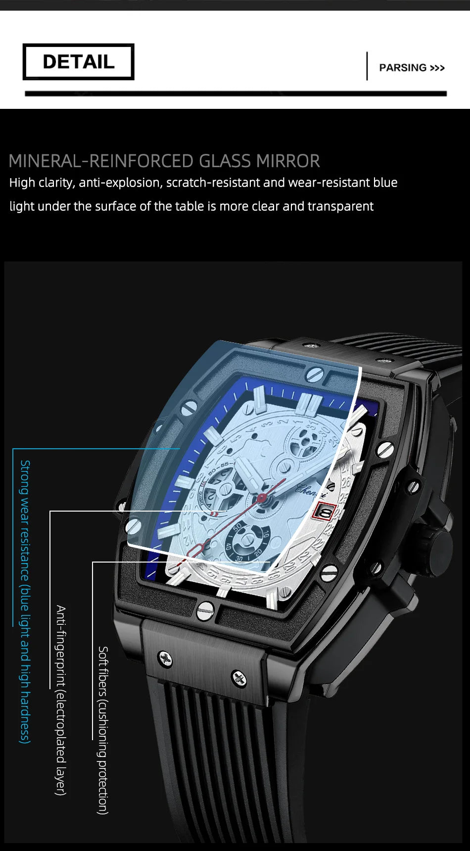 CHENXI Top Brand Popular Men Sports Watch Quartz Luxury Waterproof Silicone Strap WristWatch New Fashion Men's Date Clock