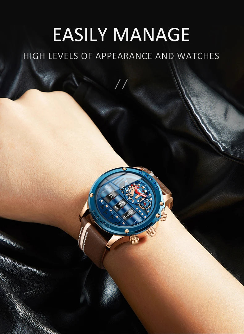 AKDPN Men's Watches Electronics Luxury Quartz Watches for Man Leather Waterproof Digital Versatile Wristwatch reloj hombre Watch