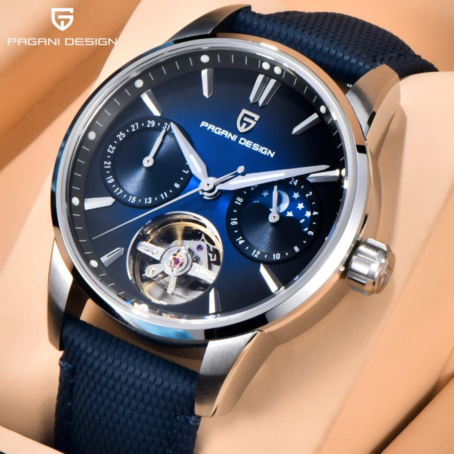 PAGANI DESIGN 2026 Men's Mechanical Watch E3255Y 41mm with Sapphire Glass Stainless Steel Calendar Waterproof Reloj Hombre