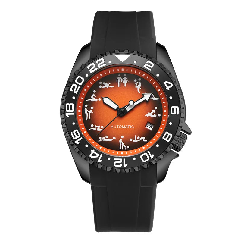 New Men's Automatic Mechanical Watch Soft Silicone Strap Waterproof Luminous Hands Calendar Sport Wristwatches Relogio Masculino