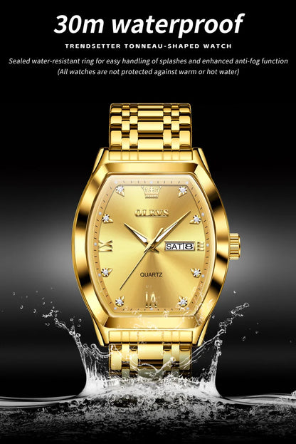 OLEVS 5528 Mens Watch Original Brand Business Quartz Watch Waterproof Luminous Watch For Man Tonneau Dial Reloj Date-Day Watch
