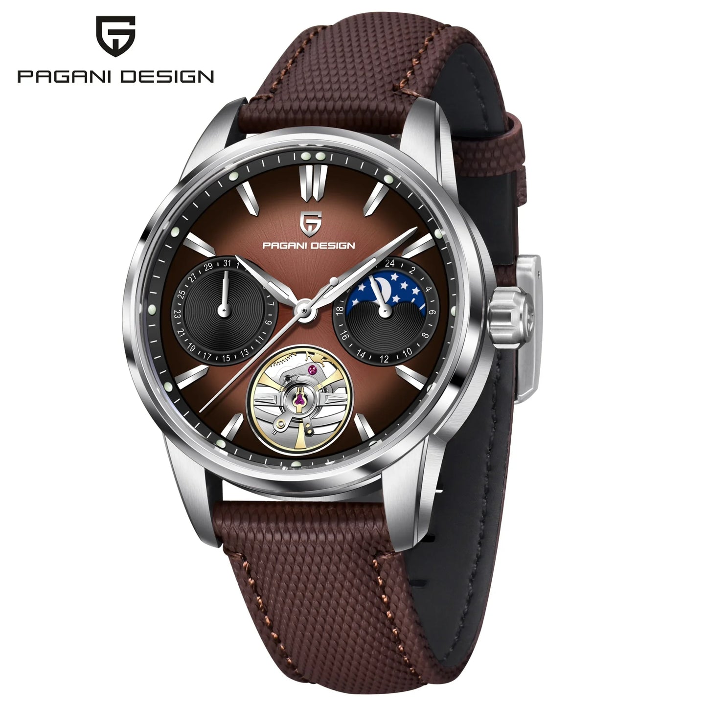PAGANI DESIGN 2026 Men's Mechanical Watch E3255Y 41mm with Sapphire Glass Stainless Steel Calendar Waterproof Reloj Hombre