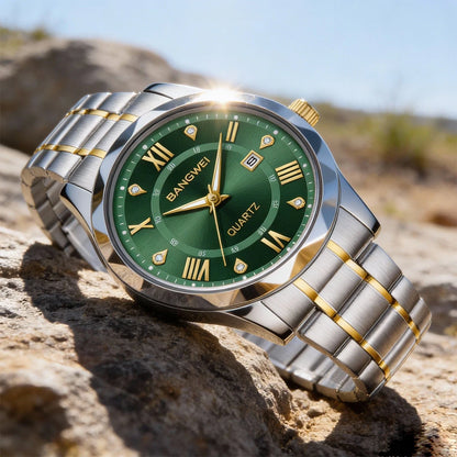 BANGWEI Quartz Watch For Men Luxury Calendar Waterproof Business Men's Wristwatch Luminous Big Dial Simple Man Watch hombre