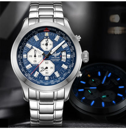 Yelang V1029S Men's Quartz Watch 42mm Japan OS00 Movement Luminous Stainless Steel 10Bar Waterproof Sports Watches